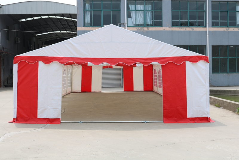 Red and white gathering tents